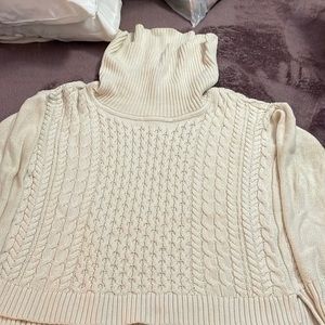 American eagle cream colored cowl neck